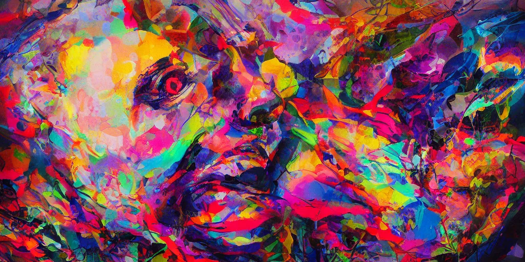 Prompt: a beautiful abstract painted by catrin arno, hyper detailed, colorful