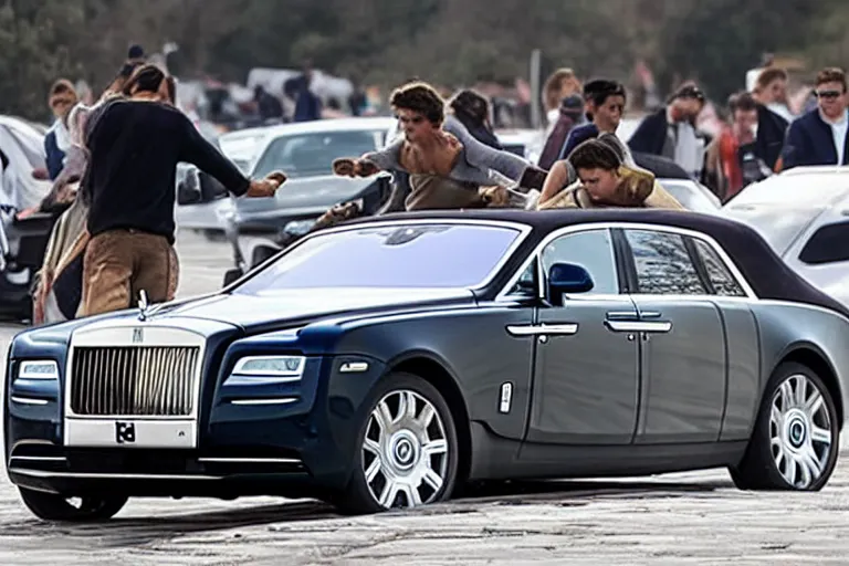 Image similar to stoned teenagers decided to drown Rolls-Royce