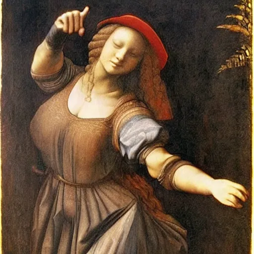 Prompt: leonardo da vinci dancing in the club