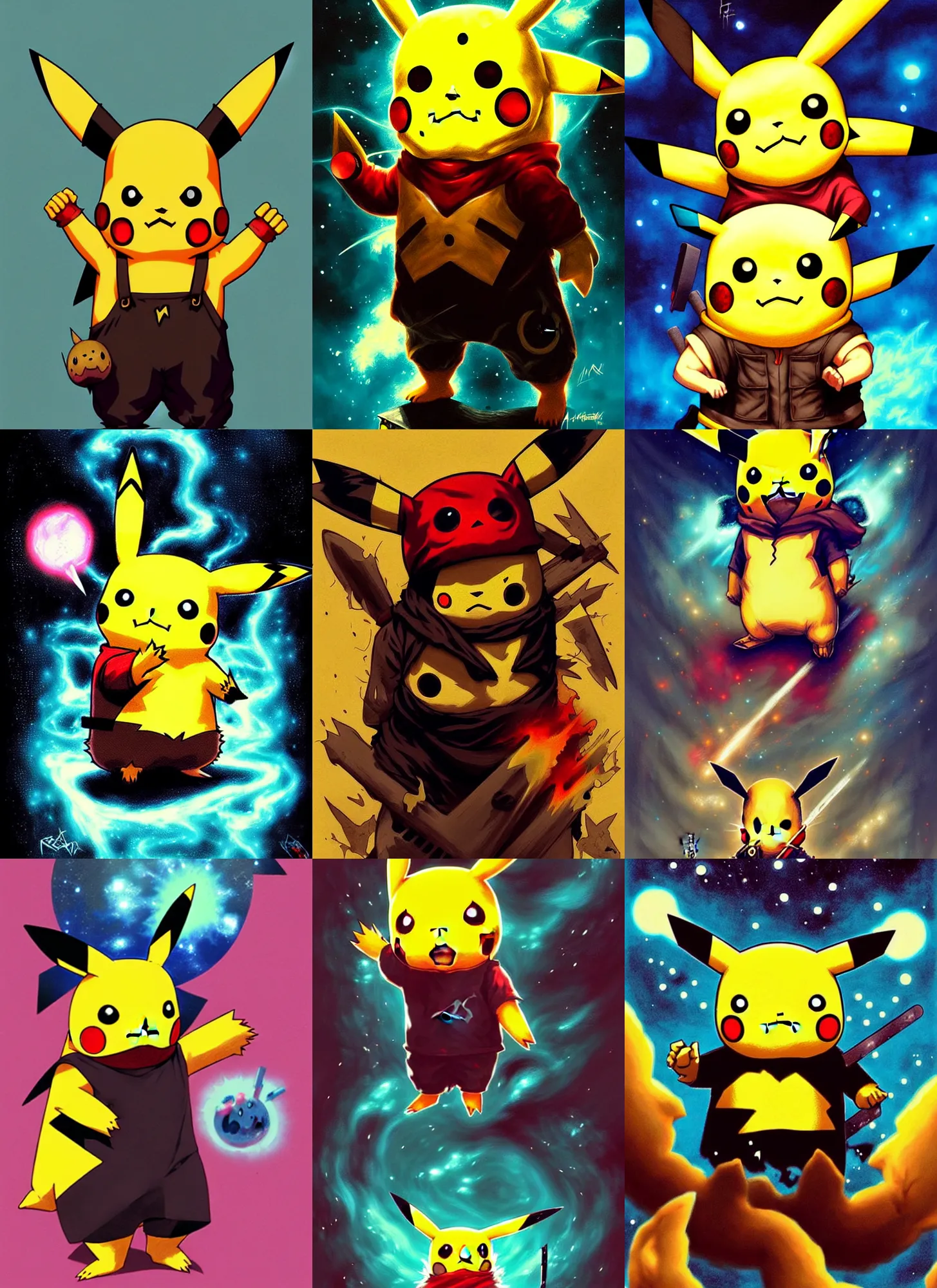 Prompt: pikachu as jason voorhees!!!! highly detailed, high contrast, light reflection, trippy, nebula, trending on art station by artgem, by peter mohrbacher, by wlop, by ruan jia