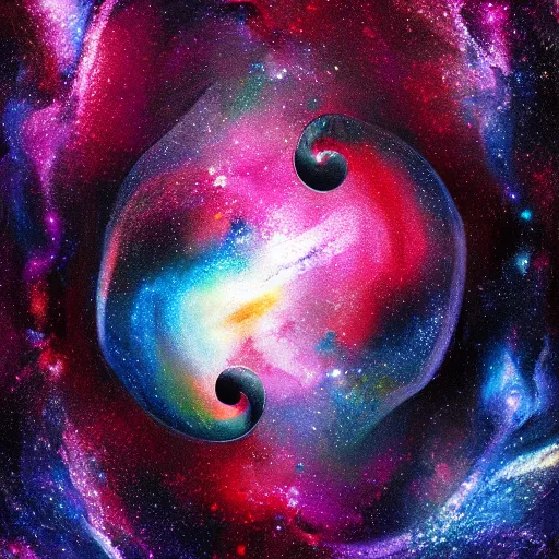 Prompt: a YinYang symbol as a nebula, hyper-detailed oil painting, mystical, magical, implosion, realistic, 4k,