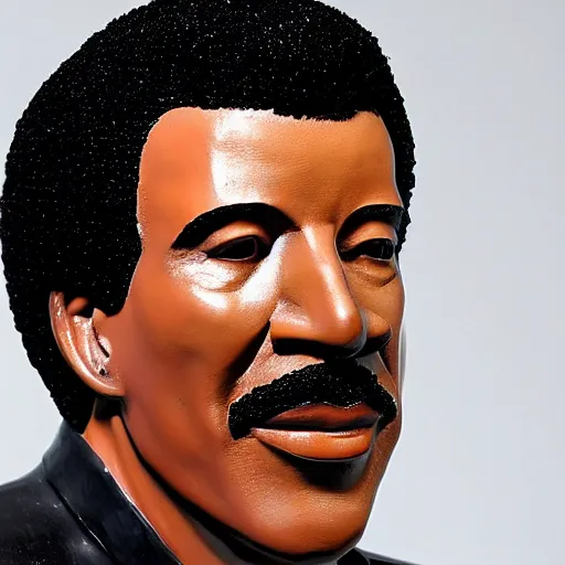 Image similar to photo of lionel richie sculpture in the hello video being sold at christies auction room realistic