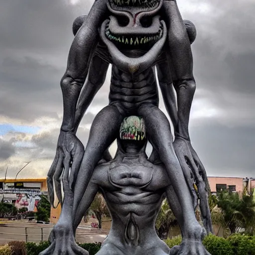 Prompt: terrifying alien overlord statue, magnificent masterpiece