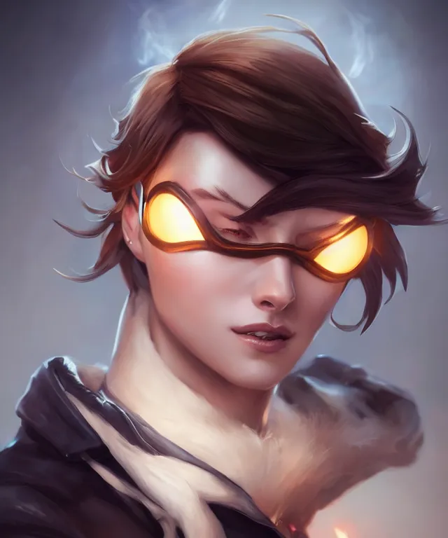 portrait of Tracer from Overwatch, centered, face, Stable Diffusion