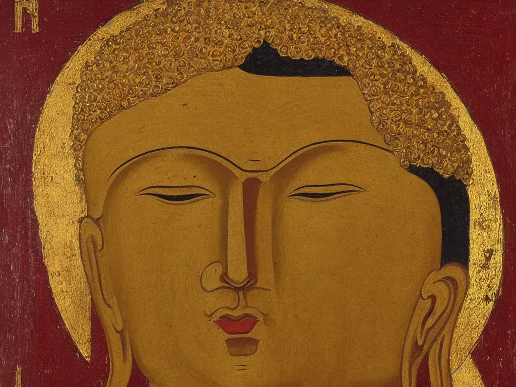 Prompt: Portrait of the Buddha. Russian Orthodox icon.