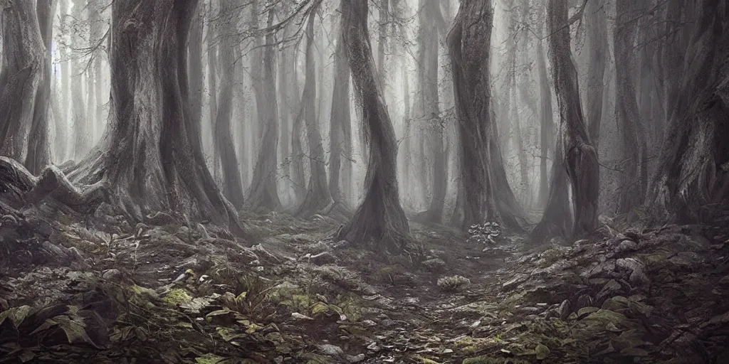 Prompt: evil ent walking in an ancient forest, greg rutkowski, 8 k, shallow depth of field, ultra high detail, concept art,