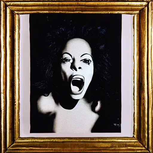 Prompt: individual screaming diana ross silk screen francis bacon