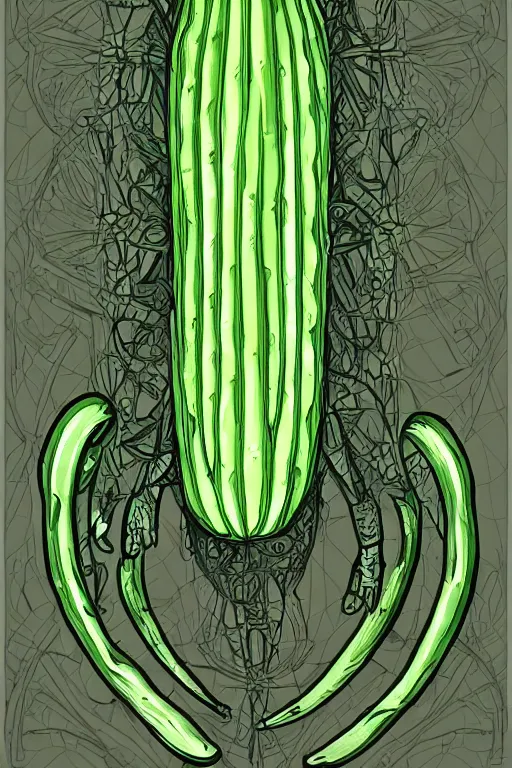 Prompt: cucumber humanoid, symmetrical, highly detailed, digital art, sharp focus, trending on art station, anime art style