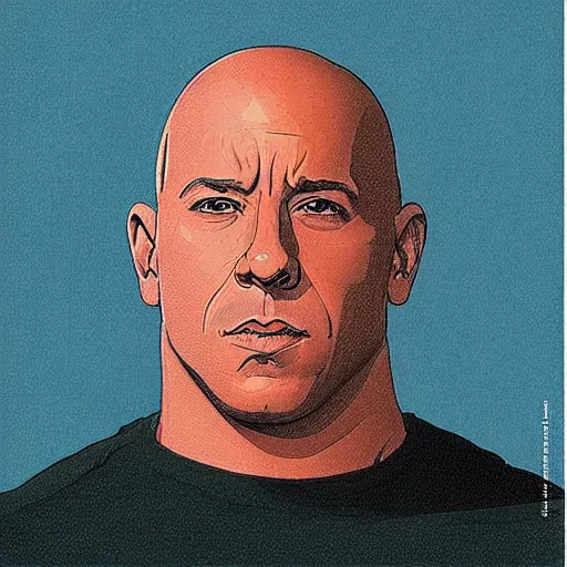 Image similar to “ vin diesel retro minimalist portrait by jean giraud, moebius starwatcher comic, 8 k ”