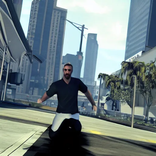 Image similar to ryan gosling in mirror's edge, in game screenshot