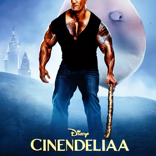 Image similar to movie poster of dwayne johnson as cinderella