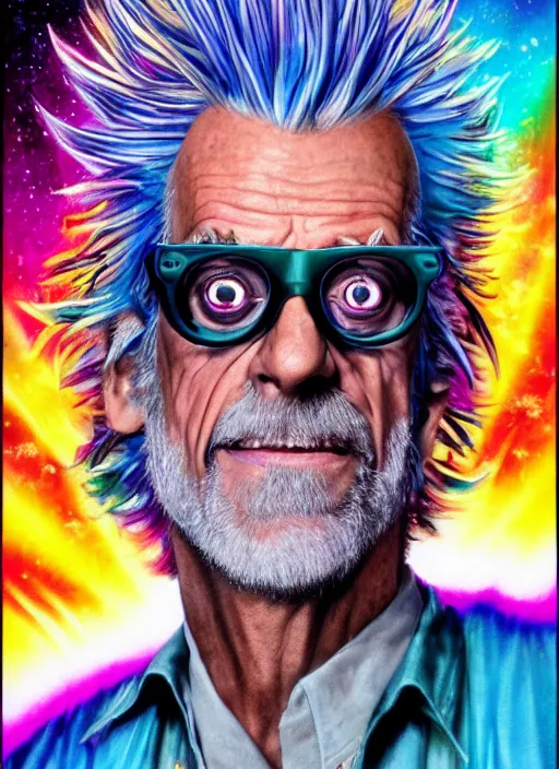 Image similar to Christopher Lloyd as Rick Sanchez by Noriyoshi Ohrai and Lisa Frank