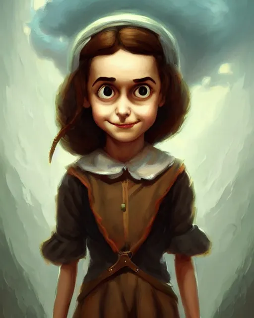 Image similar to cute little anthropomorphic anne frank cute and adorable, pretty, beautiful, dnd character art portrait, matte fantasy painting, deviantart artstation, by jason felix by steve argyle by tyler jacobson by peter mohrbacher, cinema