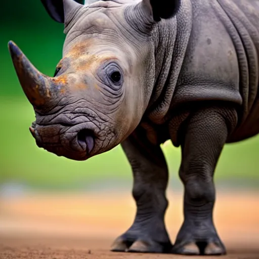 Image similar to an rhino that looks like a pug, national geographic photography