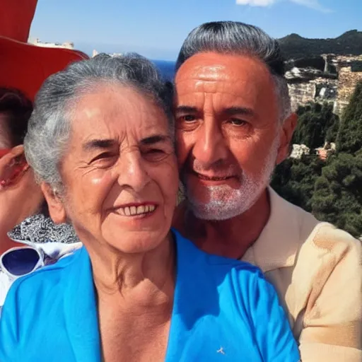 Prompt: francisco franco spending the summer with rosalia in benidorm.