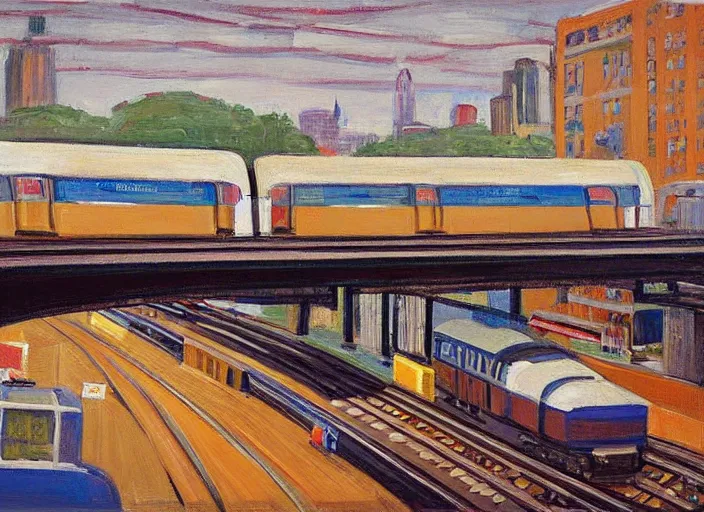 Image similar to painting of a new york subway station by wayne thiebaud