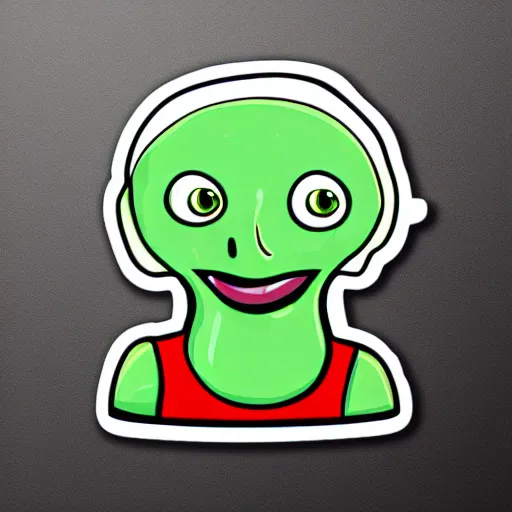 Image similar to sticker illustration of an funny white skin alien