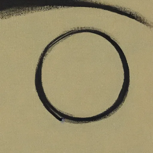 Image similar to a green circle on black canvas, very wider brush stroke, japanese art