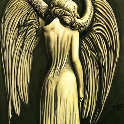 Prompt: angel by H.R Giger