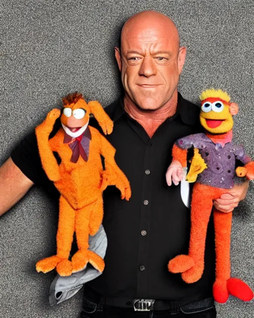 Image similar to dean norris as a muppet. highly detailed felt. hyper real photo. 4 k.