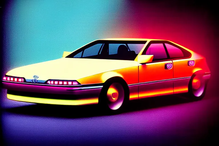 Prompt: stylized poster of a single toyota soarer concept, thick neon lights, ektachrome photograph, volumetric lighting, f 8 aperture, cinematic eastman 5 3 8 4 film