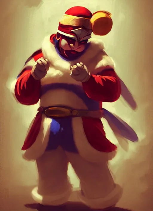 Prompt: a person cosplaying king dedede from kirby in human form. art by greg rutkowski, art by pascal blanche. crisp quality. digital photography. trending in deviantart.