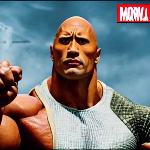 Image similar to dwayne the rock johnson cosplaying as saitama of one punch man