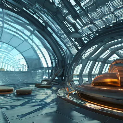 Image similar to octane render, industrial light and magic and weta digit, sharp professional photo inside a high - end luxurious solarpunk beautiful utopian futuristic chicago worlds fair, ultradetailed, photorealistic