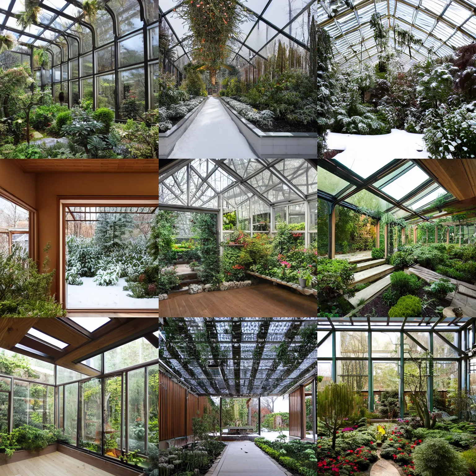 Prompt: Interior view of a residential winter garden