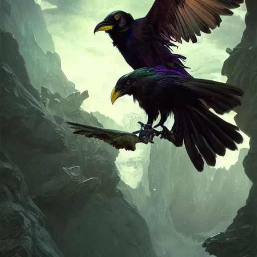 Image similar to jim carrey controlling evil ravens, demonic, evil, satanic, intricate, highly detailed, digital painting, artstation, concept art, smooth, sharp focus, illustration, unreal engine 5, 8 k, art by artgerm and greg rutkowski and alphonse mucha