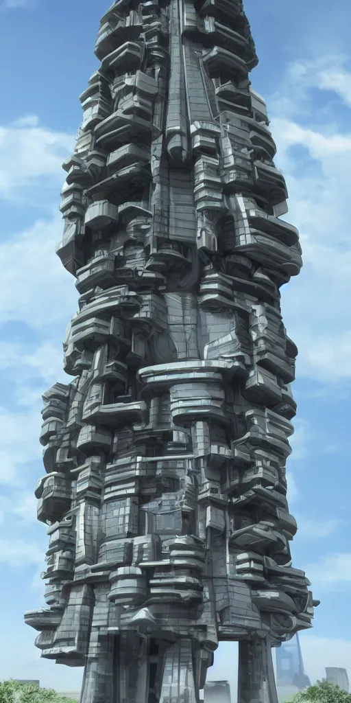 Image similar to epic futuristic tower, highly detailed, realistic, dramatic