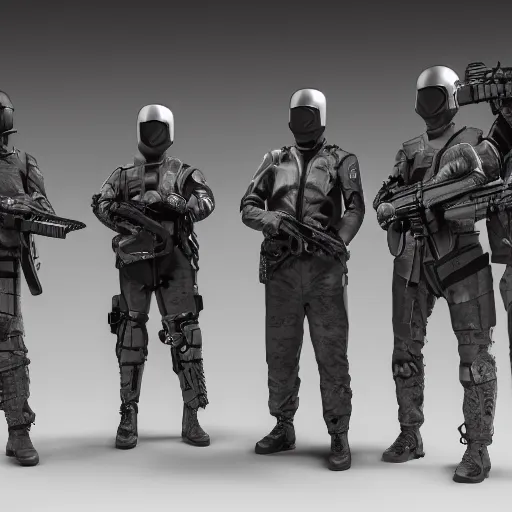 Image similar to a squad of futuristic security in an armory