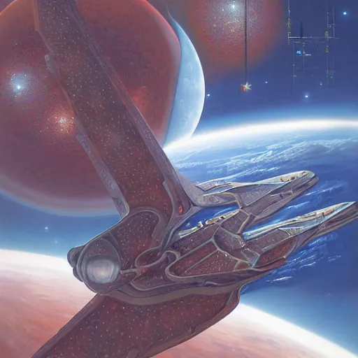 Prompt: Liminal space in outer space by Jim Burns