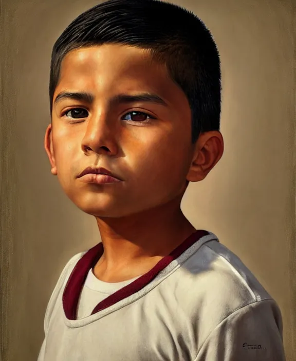 Image similar to heroic portrait of a mexican boy. art by denys tsiperko and bogdan rezunenko, hyperrealism
