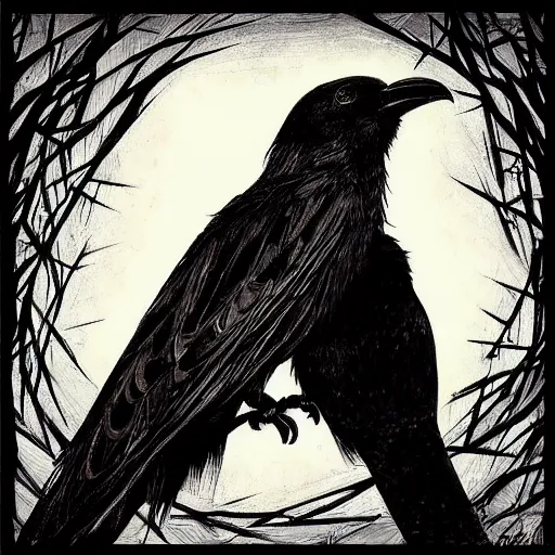 Image similar to a simple crow painting by Android Jones and M. C. Escher collaboration