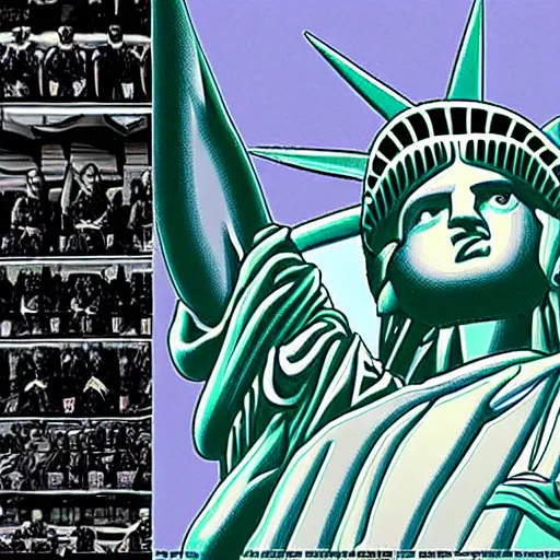 Image similar to Obama as the Statue of Liberty