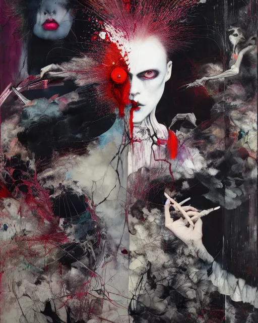 Image similar to now you will understand why you fear the dark, hauntingly surreal, gothic, rich deep colours, painted by francis bacon, adrian ghenie, james jean and petra cortright, part by gerhard richter, part by takato yamamoto. 8 k masterpiece.