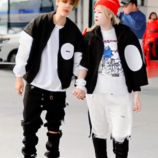 Image similar to justin bieber holding hands with Dahyun