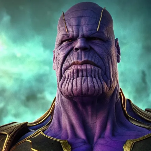 Image similar to Thanos in hell 4K quality photorealism