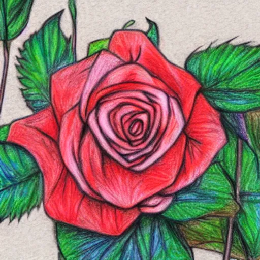 Prompt: wilting roses in the desert, colored pencils drawing