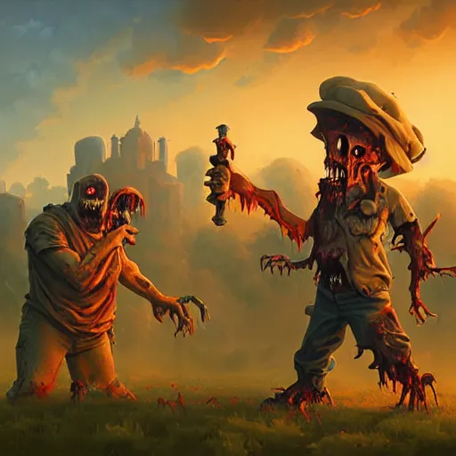 Image similar to zombie apocalypse by, detailed hearthstone, art by rhads and artgerm and greg rutkowski and gediminas pranckevicius