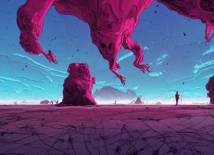 Image similar to abstract art of empty world environmental landscape. no people nor cars. sharp focus, cinematic pose, cinematic lighting, unreal engine render. art by josan gonzales and moebius and deathburger.