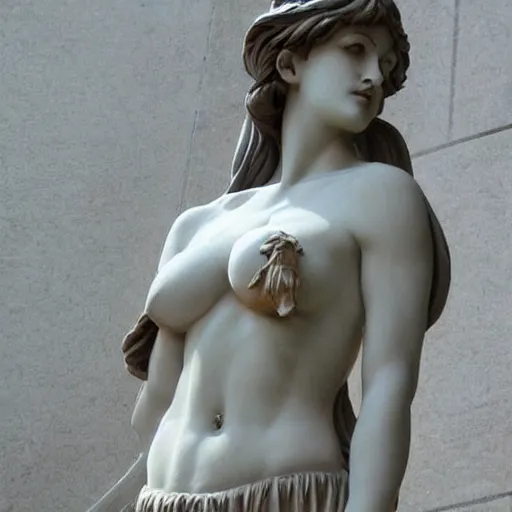 Image similar to anime girl, Greek statue, statue art