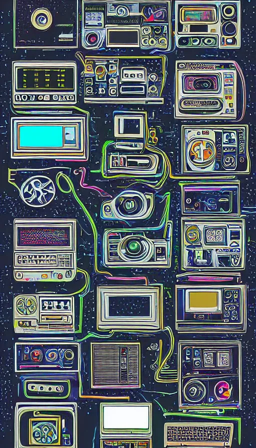 Image similar to 9 0 s technologies digital art. illustrator