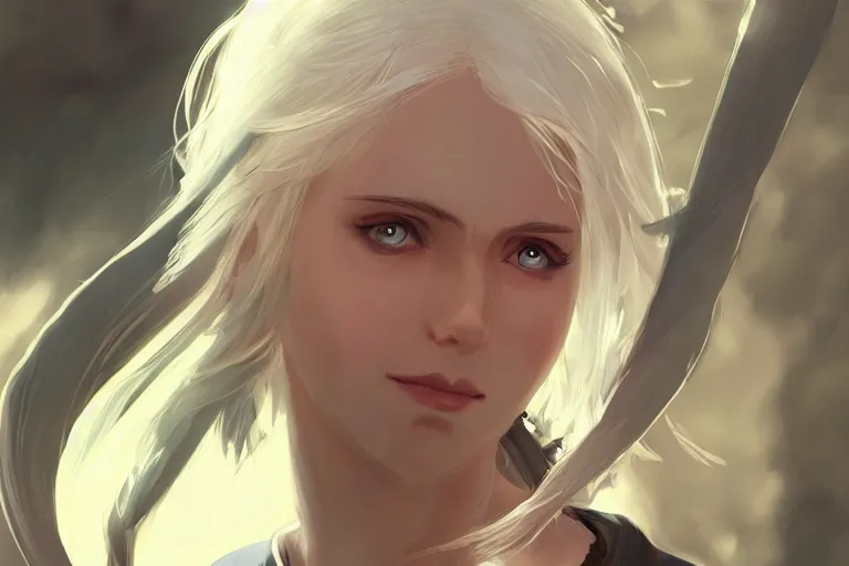 Image similar to portrait of Ciri, by Makoto Shinkai