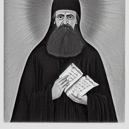 Prompt: pencil drawing of an orthodox priest