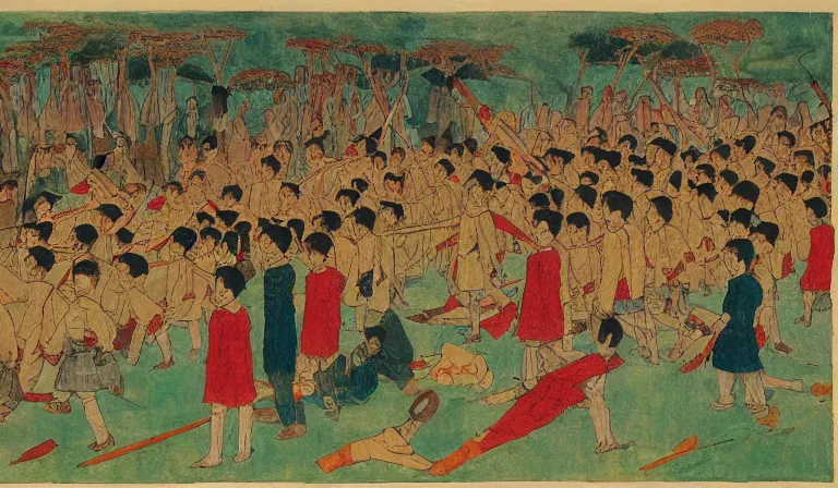 Image similar to the taiping rebellion, by henry darger