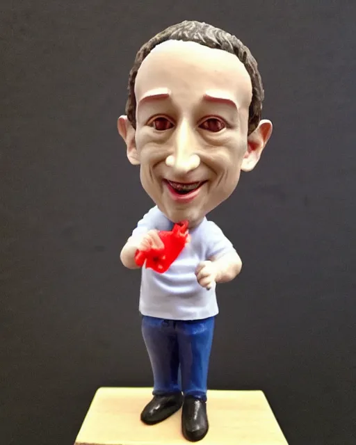 Image similar to a cute little plastic chibi statuette of devil zuckerberg, ebay listing, product picture, advertisement, thumbnail