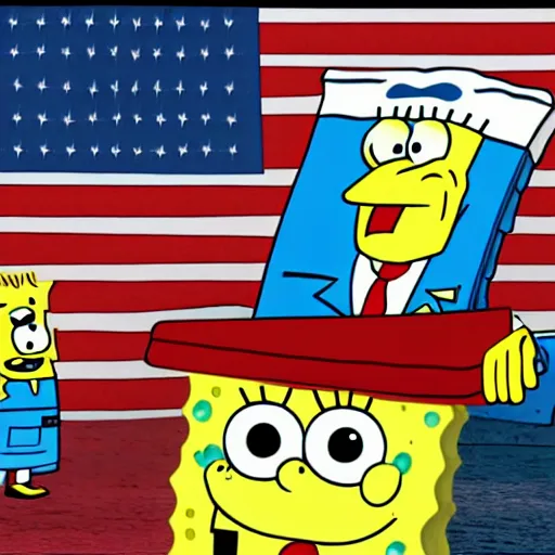 Prompt: spongebob becoming president of the united states, hyper realistic, insane detail, 8 k