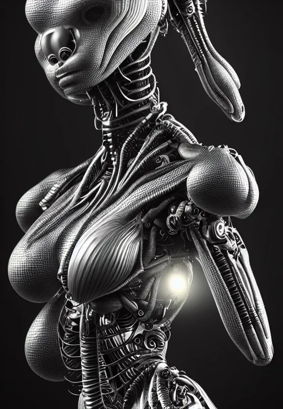 Prompt: ultra realist intricate detailed painting of a single attractive alien female, full body, curvy, black scales and cyborg tech, symmetry accurate features, very intricate details, bokeh focus, 8k render, artstyle Hiraku Tanaka, award winning